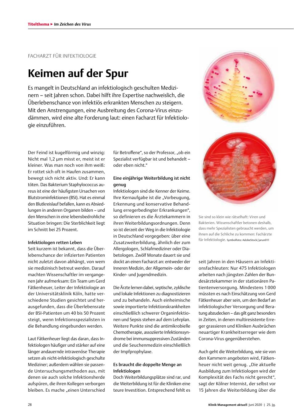 Vorschauseite 1: Facharzt für Infektiologie: Keimen auf der Spur