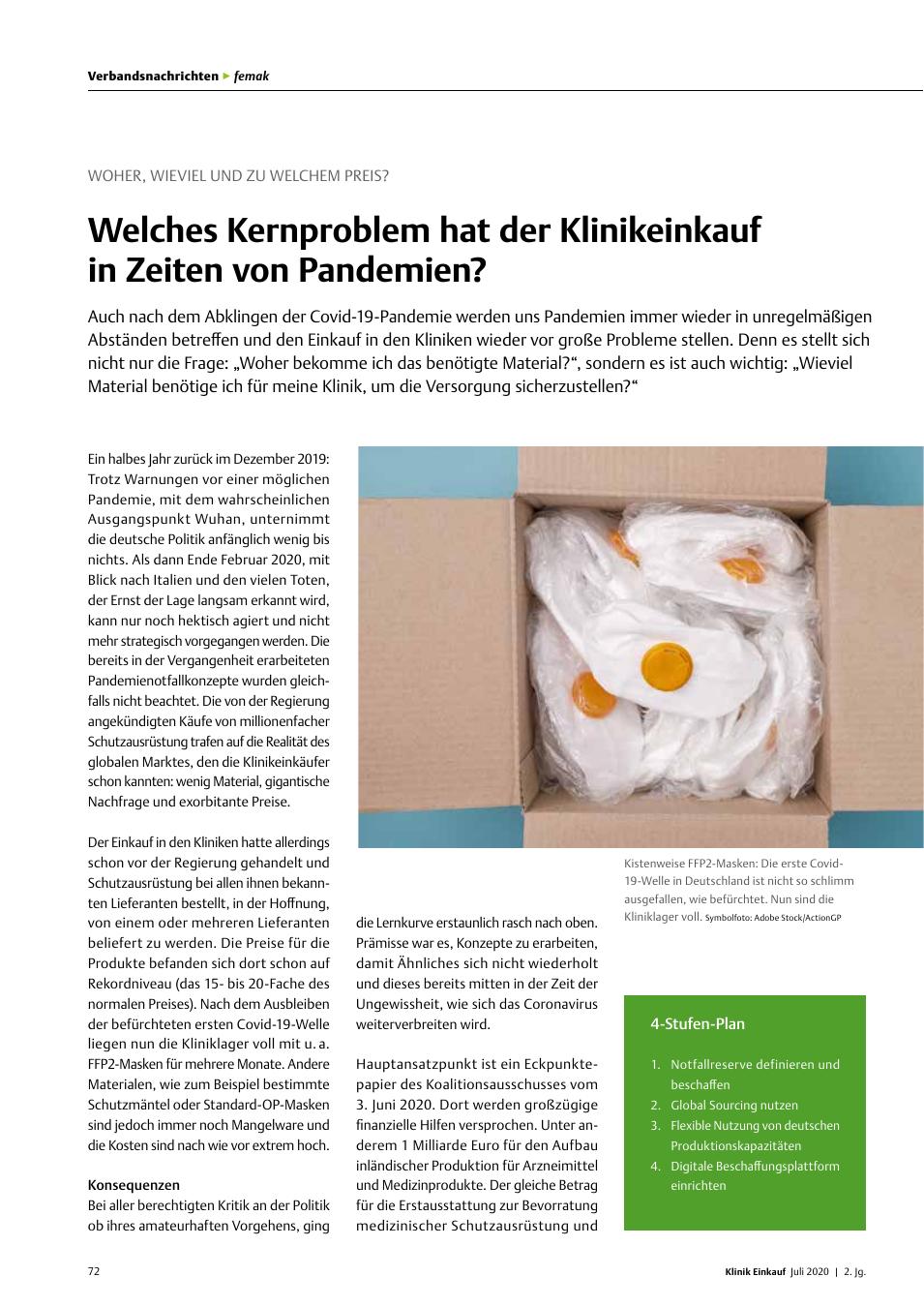 Vorschauseite 1: Woher, Wie viel und zu welchem Preis?: Welches Kernproblem hat der Klinikeinkauf in Zeiten von Pandemien?