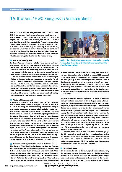 Vorschauseite 1: 15. ICW-Süd / HWX-Kongress in Veitshöchheim
