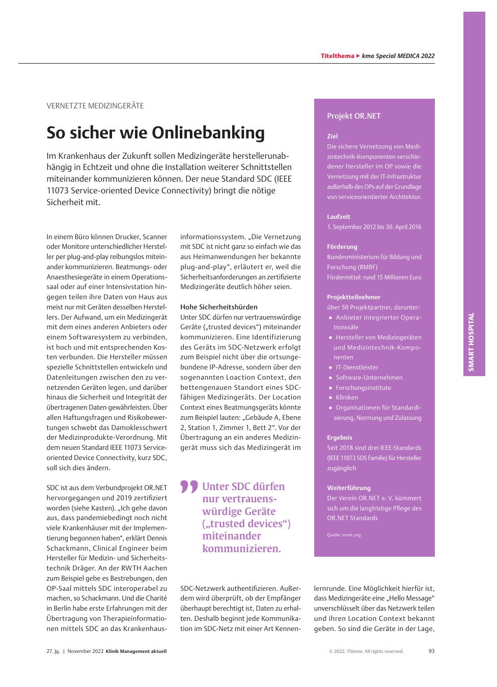 Vorschauseite 1: Vernetzte Medizingeräte: So sicher wie Online-Banking