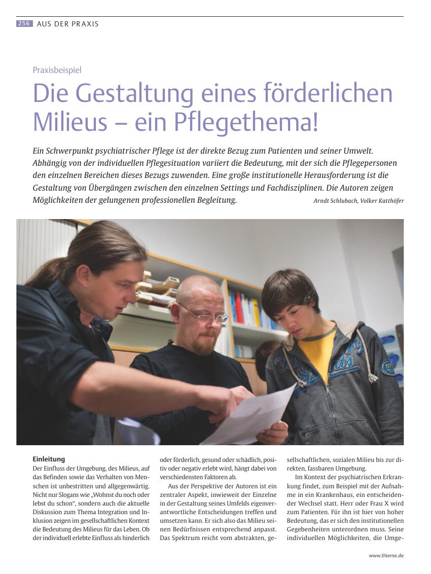 Vorschauseite 1: Die Gestaltung eines förderlichen Milieus – ein Pflegethema!