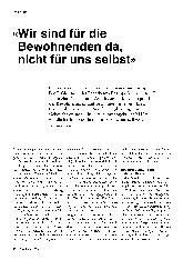 Vorschauseite 1: "Wir sind für die Bewohnenden da, nicht für uns selbst."