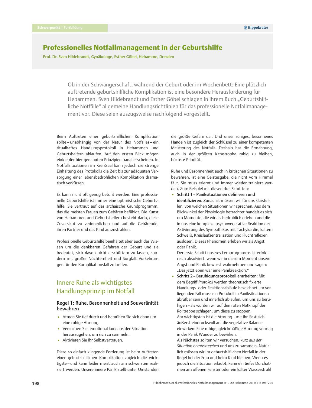 Vorschauseite 1: Professionelles Notfallmanagement in der Geburtshilfe
