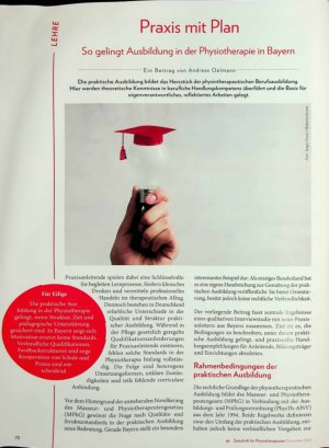 Vorschauseite 1: Praxis mit Plan So gelingt Ausbildung in der Physiotherapie in Bayern