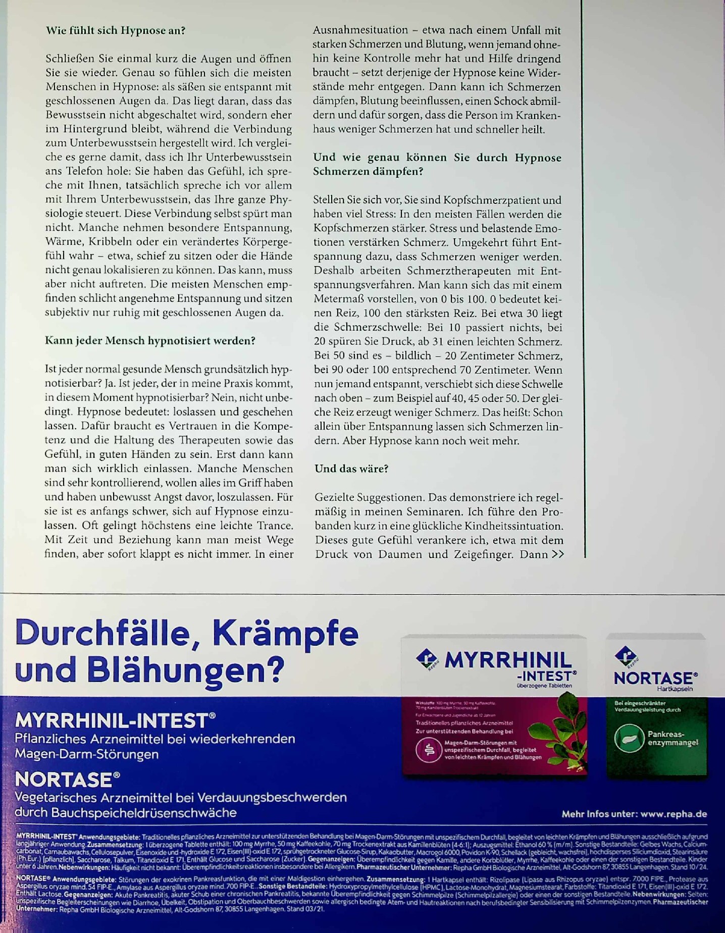 Vorschauseite 2: „Das Unterbewusstsein am Telefon“ – Wie Hypnose Schmerzen lindern und Heilung fördern kann