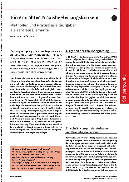 Vorschauseite 1: Ein erprobtes Praxisbegleitungskonzept Methoden und Praxisbegleitaufgaben als zentrale Elemente