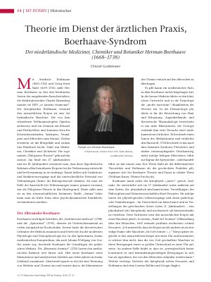 Vorschauseite 1: Theorie im Dienst der ärztlichen Praxis, Boerhaave-Syndrom Der niederländische Mediziner, Chemiker und Botaniker Herman Boerhaave (1668 – 1738