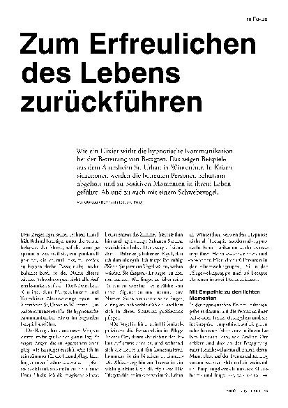 Vorschauseite 1: Zum Erfreulichen des Lebens zurückführen.