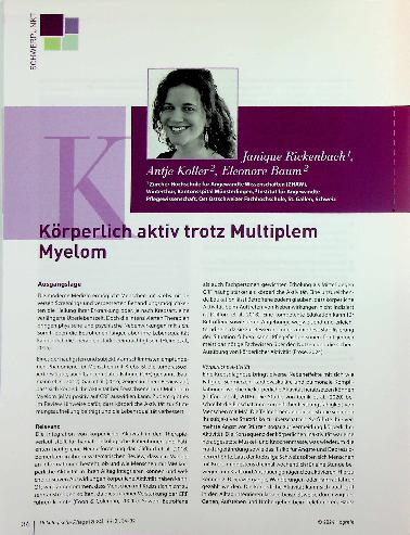 Vorschauseite 1: Körperlich aktiv trotz Multiplem Myelom