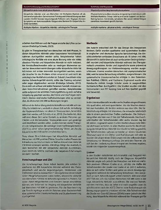 Vorschauseite 2: Körperlich aktiv trotz Multiplem Myelom