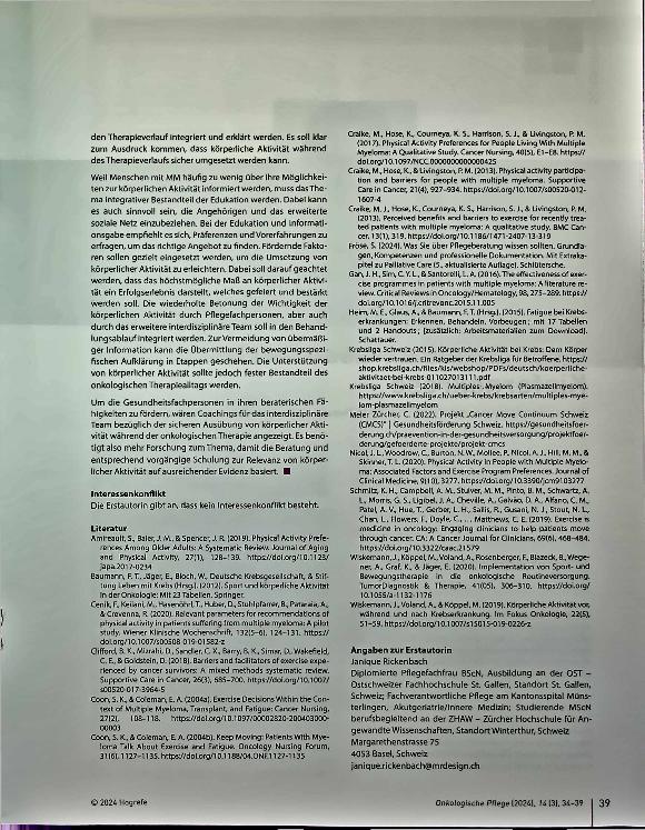 Vorschauseite 6: Körperlich aktiv trotz Multiplem Myelom