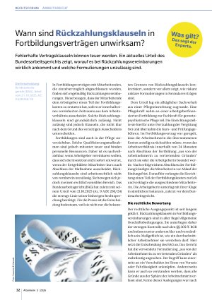 Vorschauseite 1: Wann sind Rückzahlungsklauseln in Fortbildungsverträgen unwirksam?