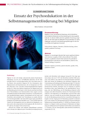 Vorschauseite 1: Einsatz der Psychoedukation in der Selbstmanagementförderung bei Migräne