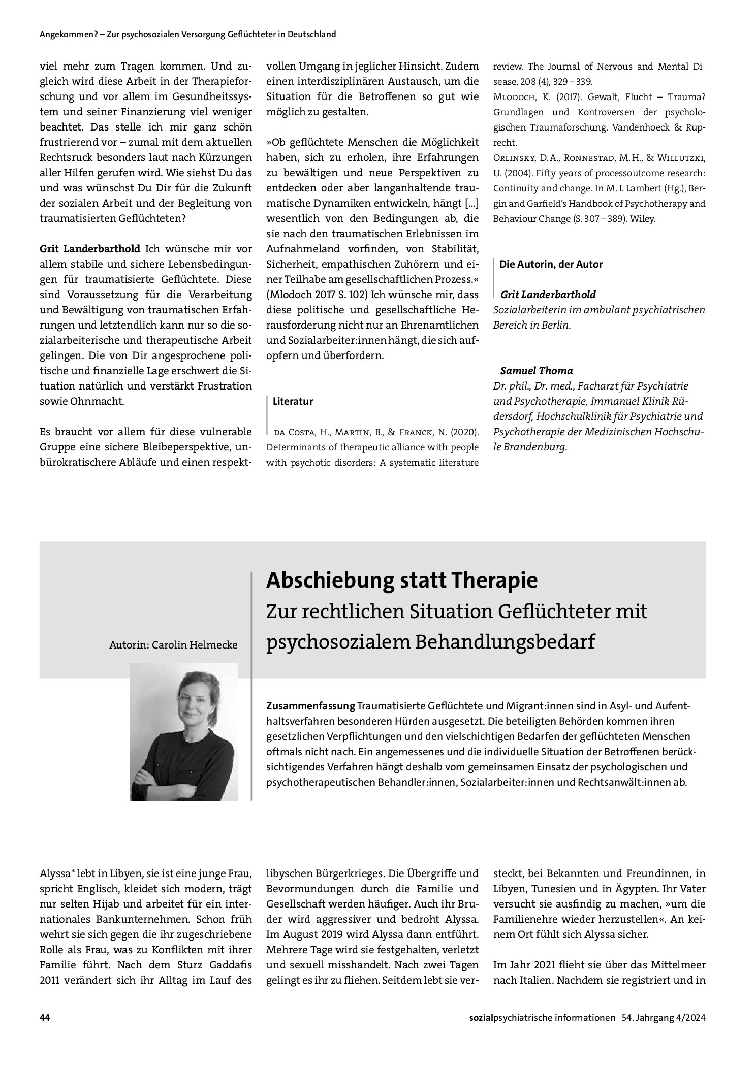 Vorschauseite 1: Abschiebung statt Therapie. Zur rechtlichen Situation Geflüchteter mit psychosozialem Behandlungsbedarf