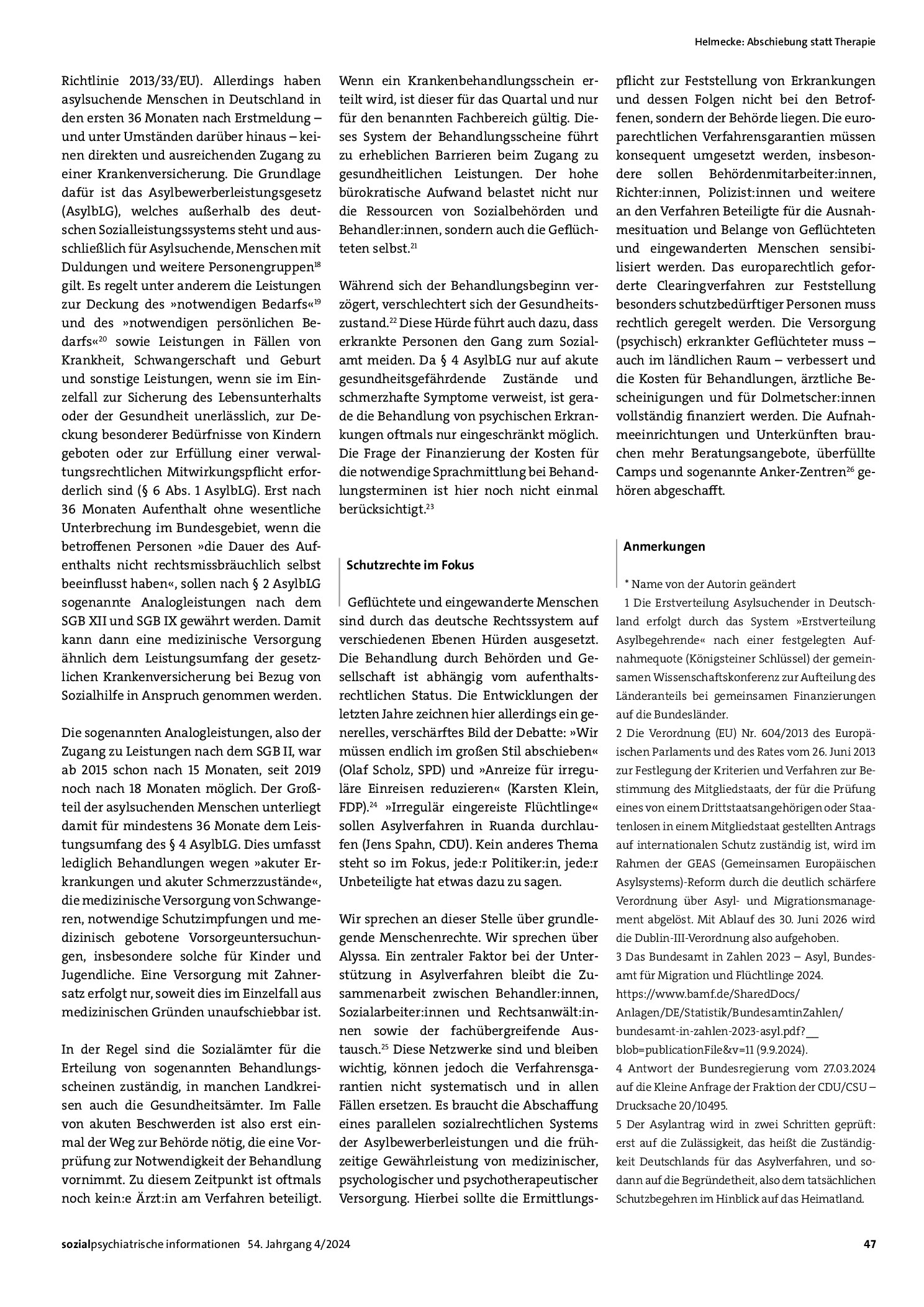 Vorschauseite 4: Abschiebung statt Therapie. Zur rechtlichen Situation Geflüchteter mit psychosozialem Behandlungsbedarf