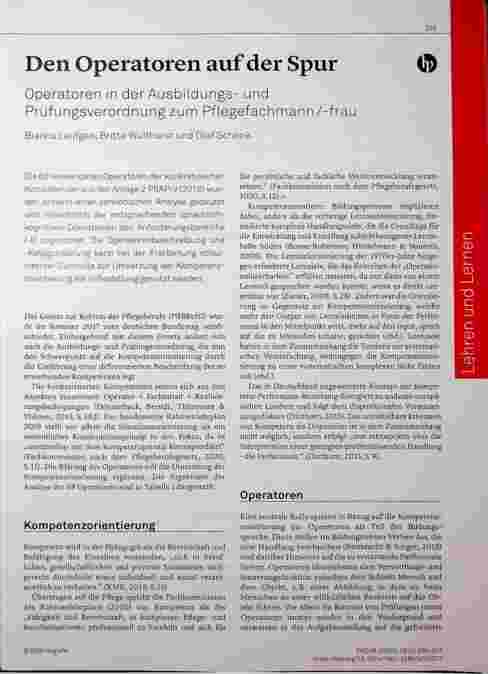 Vorschauseite 1: Den Operatoren auf der Spur: Operatoren in der Ausbildungsund Prüfungsverordnung zum Pflegefachmann/-frau
