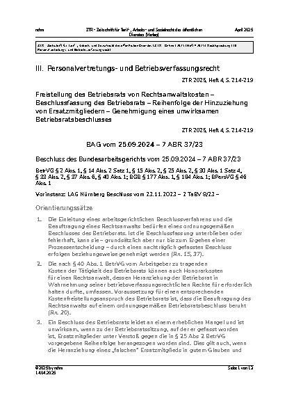 Vorschauseite 1: III. Personalvertretungsund Betriebsverfassungsrecht