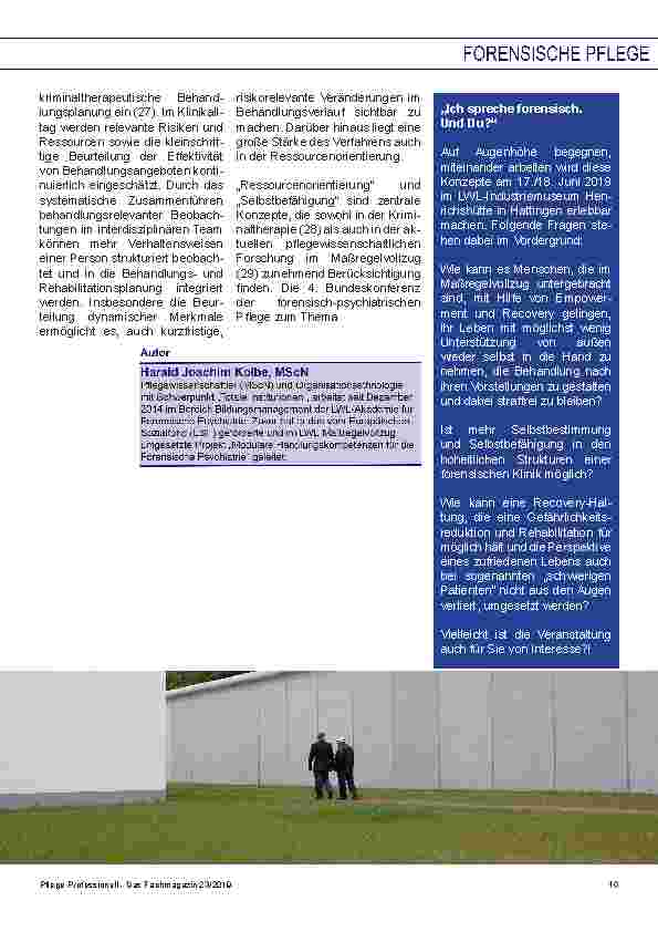 Vorschauseite 6: Forensische Pflege ist anders und mehr als psychiatrische Pflege im Maßregelvollzug