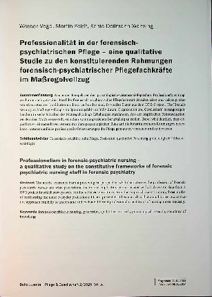 Vorschauseite 1: Professionalität in der forensisch psychiatrischen Pflege - eine qualitative Studie zu den konstituierenden Rahmungen forensisch-psychiatrischer Pflegefachkräfte im Maßregelvollzug