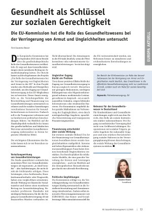 Vorschauseite 1: Gesundheit als Schlüssel zur sozialen Gerechtigkeit