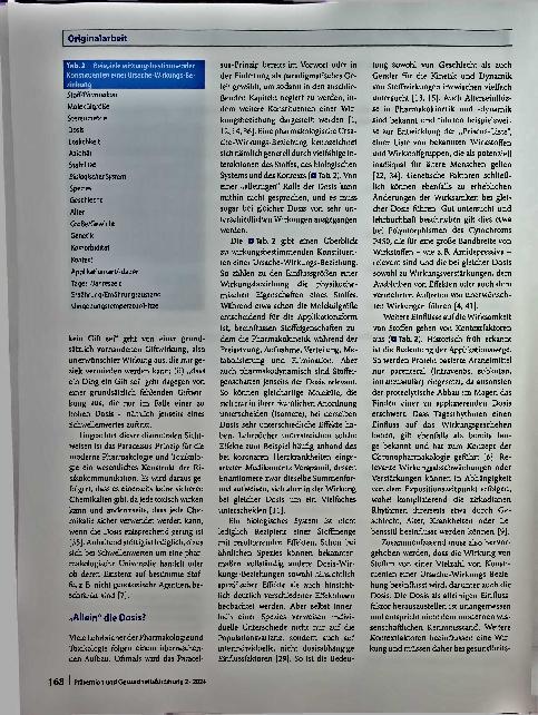 Vorschauseite 4: Das Paracelsus-Prinzip „Allein die Dosis macht, dass ein Ding (k)ein Gift sei" - ein nicht mehr zeitgemäßer Lehrsatz und ätiologischer Mythos.