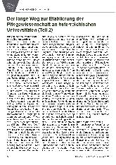 Vorschauseite 1: Der lange Weg zur Etablierung der Pflegewissenschaft an österreichischen Universitäten (Teil 2)