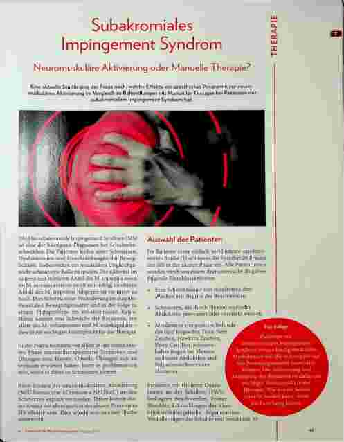 Vorschauseite 1: Subakromiales Impingement Syndrom: Neuromuskuläre Aktivierung oder Manuelle Therapie?