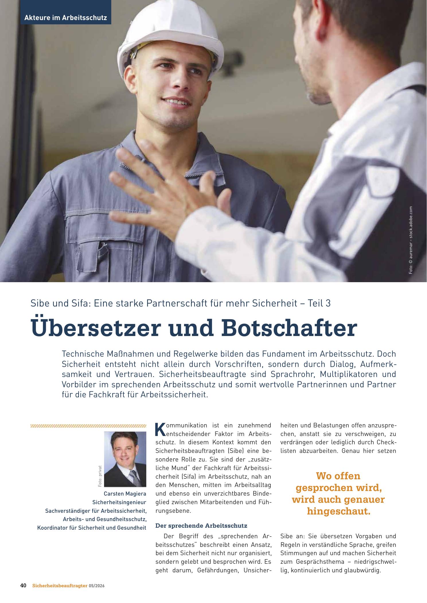 Vorschauseite 1: Sibe und Sifa: Eine starke Partnerschaft für mehr Sicherheit – Teil 3 . Übersetzer und Botschafter