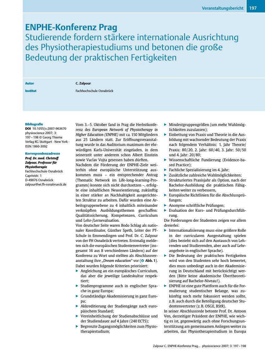 Vorschauseite 1: ENPHE-Konferenz Prag