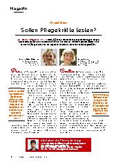 Vorschauseite 1: Sollen Pflegekräfte testen? The text is already correct.