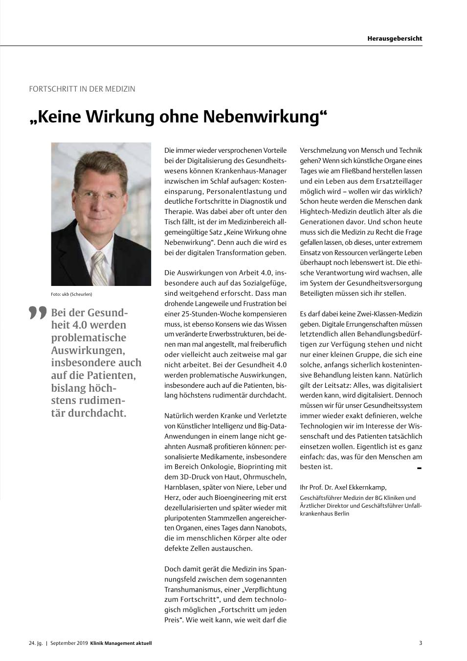 Vorschauseite 1: Fortschritt in Der Medizin: „Keine Wirkung ohne Nebenwirkung“