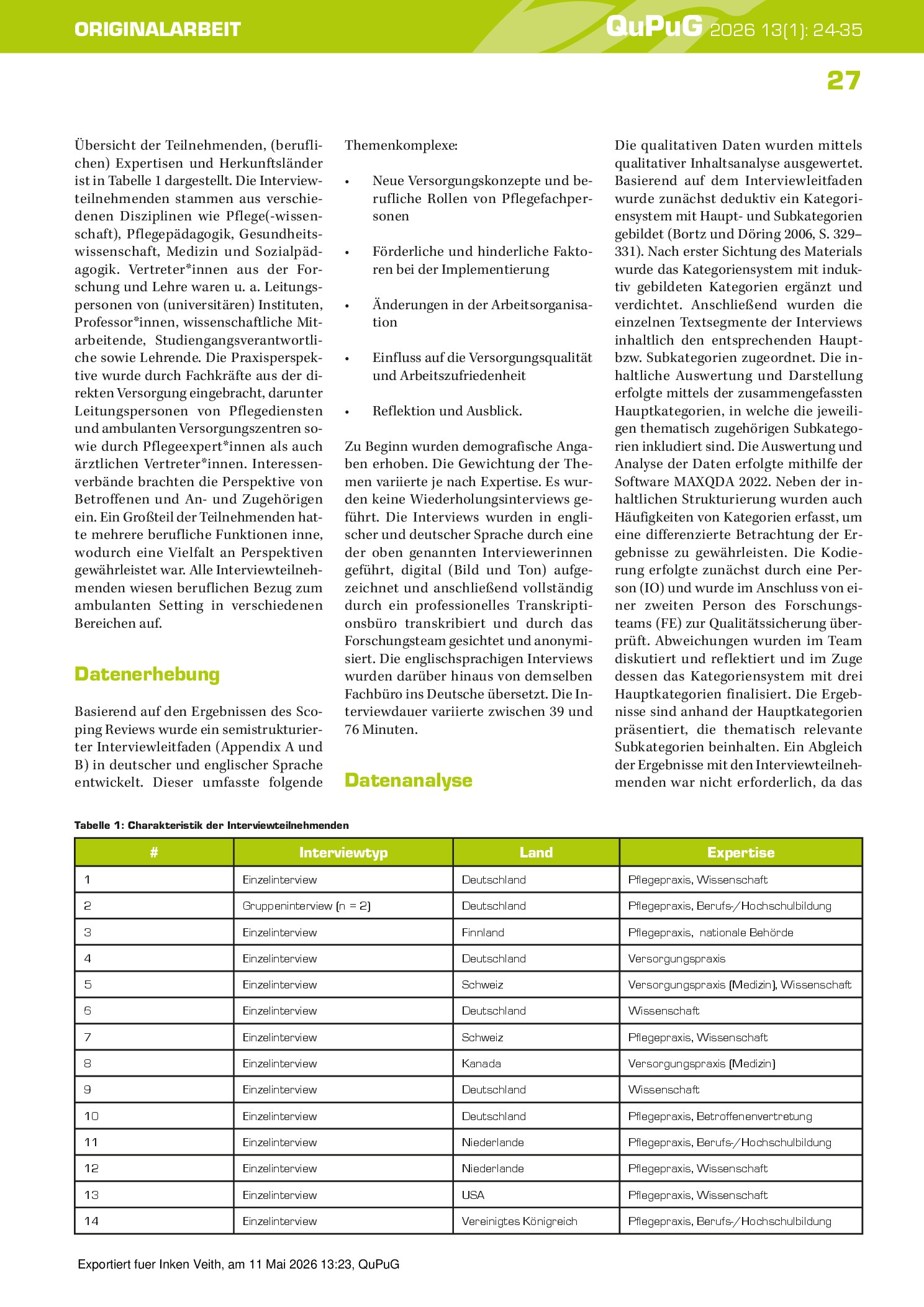 Vorschauseite 4: Erfolgsfaktoren und Hindernisse erweiterter Rollen und Kompetenzen von Pflegefachpersonen in der ambulanten und gemeindenahen Langzeitpflege: Eine qualitative Studie