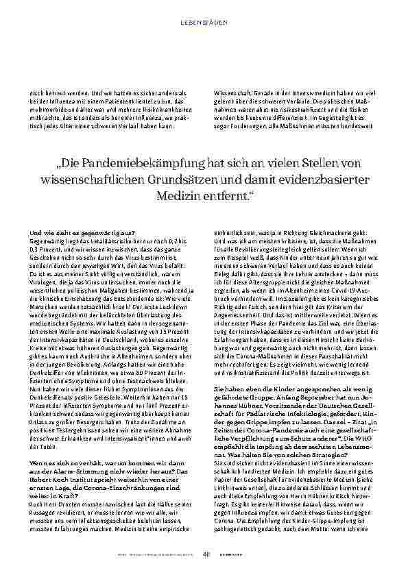 Vorschauseite 3: "Die Corona-Maßnahmen sind in dieser Pauschalität nicht mehr zu rechtfertigen."