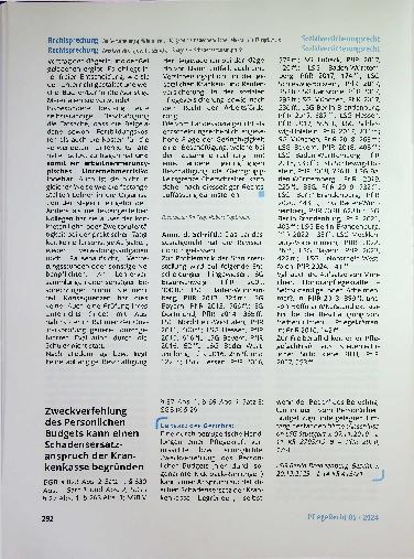 Vorschauseite 1: Zweckverfehlung des Persönlichen Budgets kann einen Schadensersatzanspruch der Krankenkasse begründen.