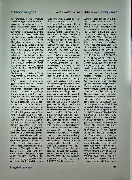 Vorschauseite 4: Zweckverfehlung des Persönlichen Budgets kann einen Schadensersatzanspruch der Krankenkasse begründen.