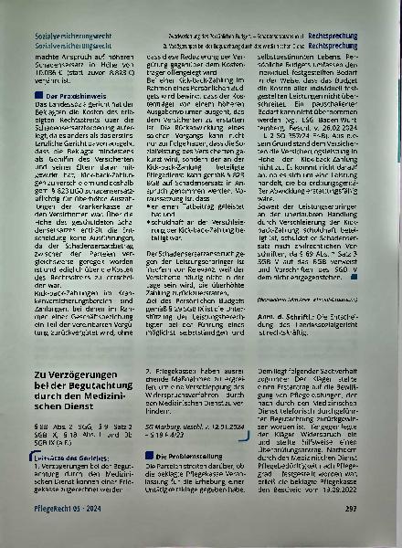 Vorschauseite 6: Zweckverfehlung des Persönlichen Budgets kann einen Schadensersatzanspruch der Krankenkasse begründen.