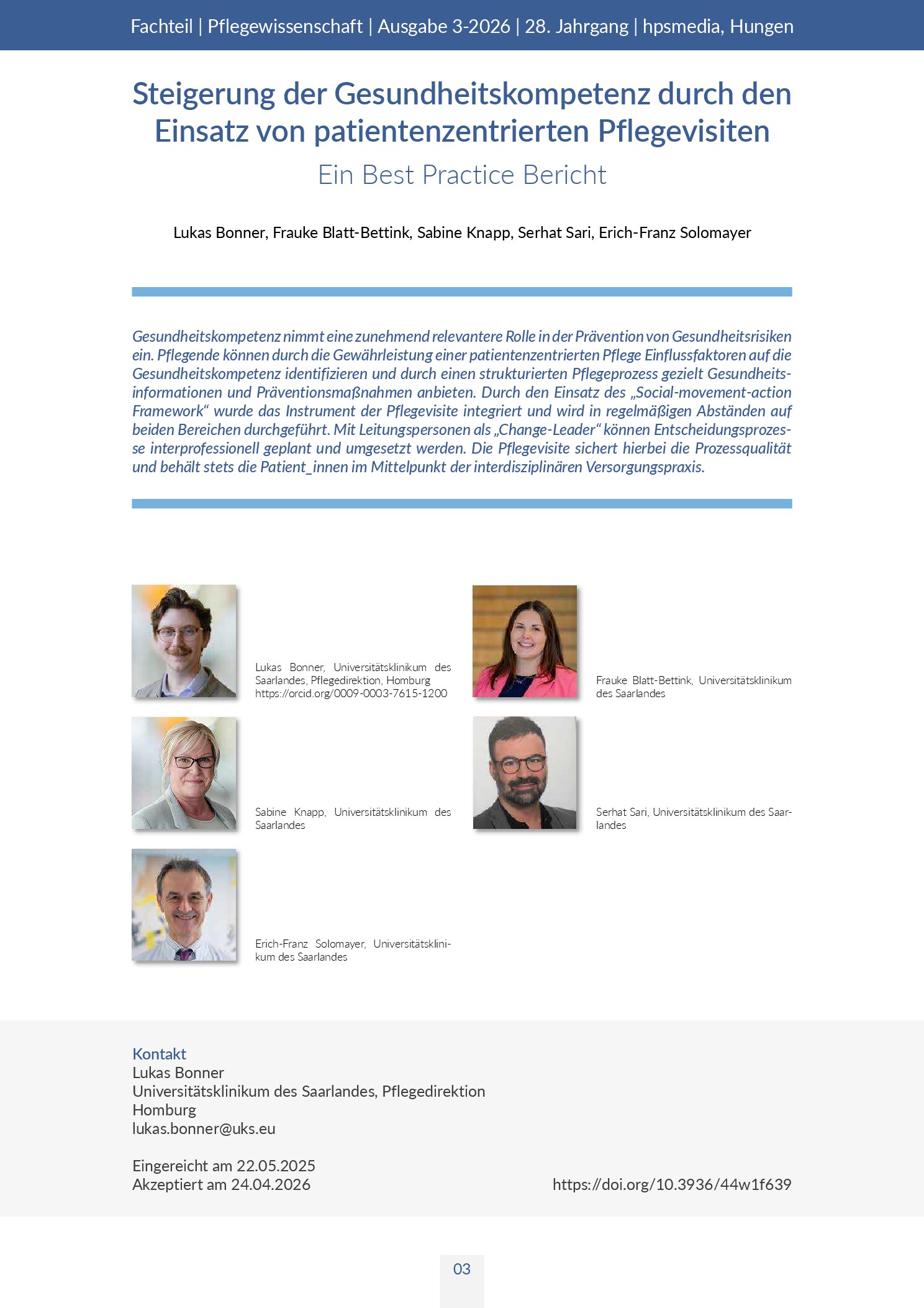 Vorschauseite 5: Pflegewissenschaft 3-2026