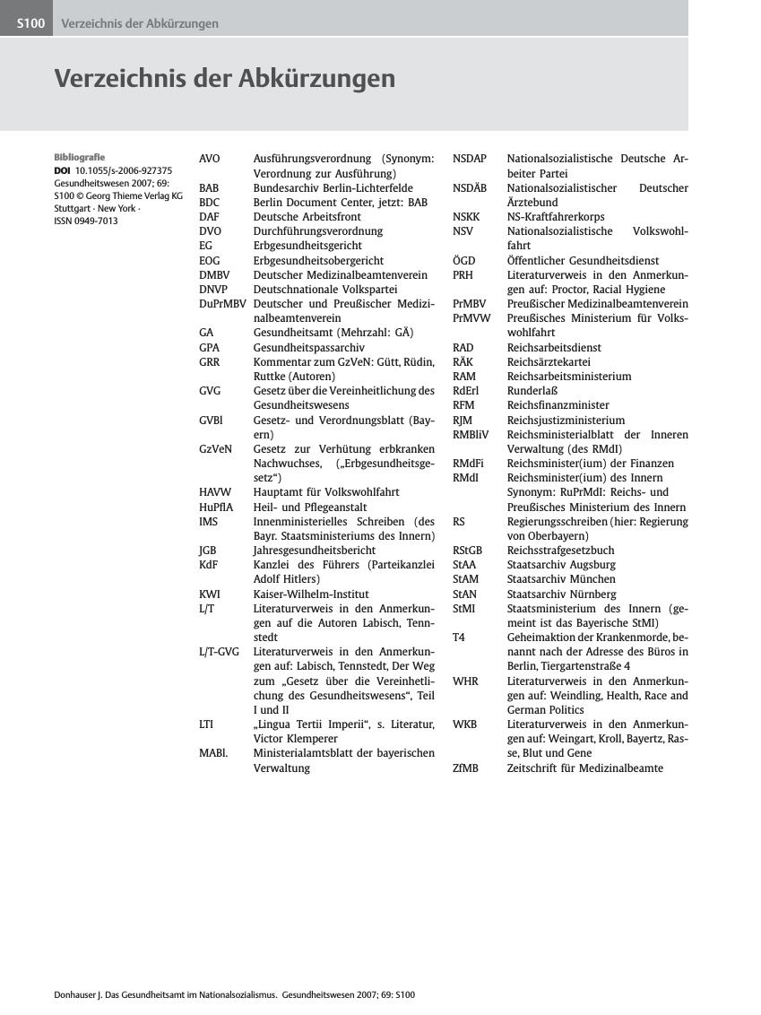 Vorschauseite 1: Verzeichnis der Abkürzungen
