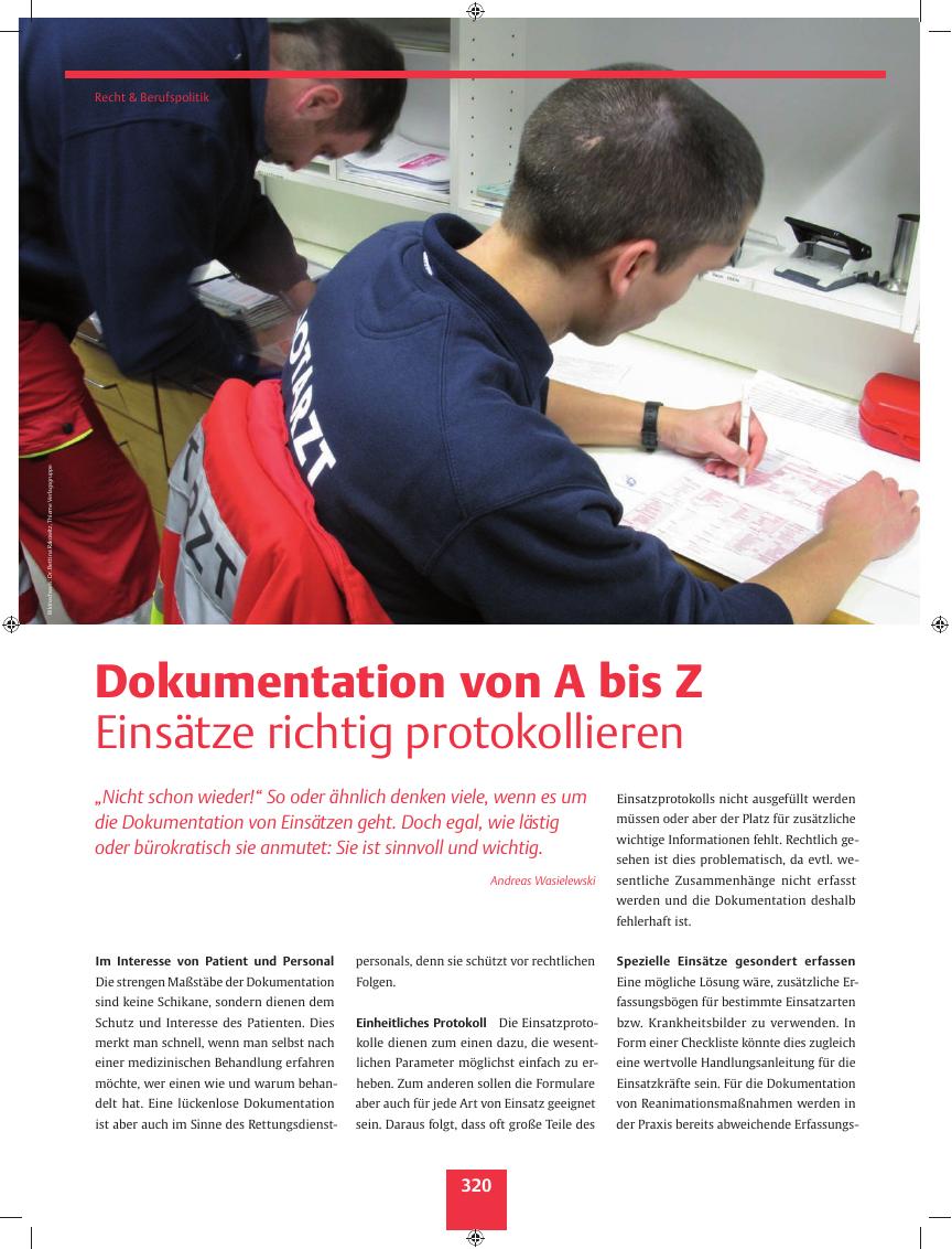 Vorschauseite 1: Dokumentation von A bis Z ? Einsätze richtig protokollieren