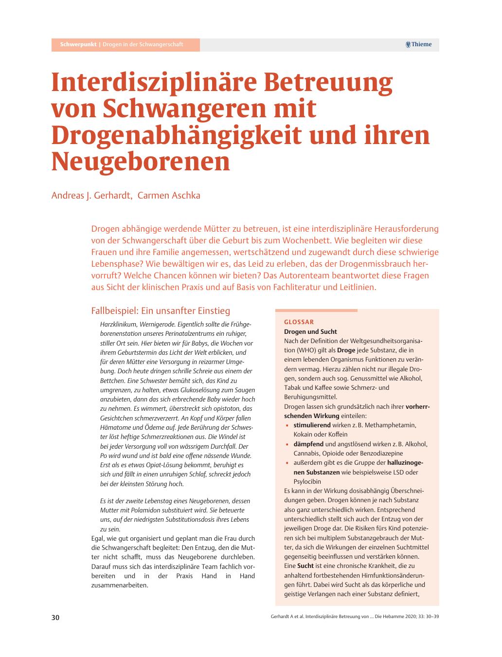 Vorschauseite 1: Interdisziplinäre Betreuung von Schwangeren mit Drogenabhängigkeit und ihren Neugeborenen