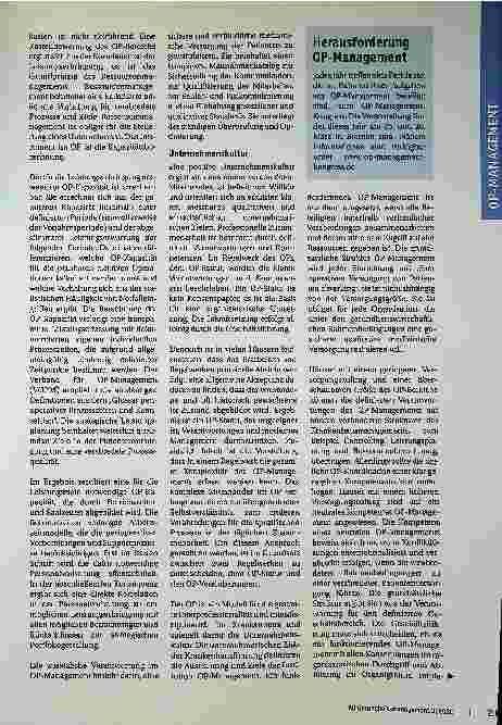 Vorschauseite 2: OP-Management etabliert Unternehmenskultur, Effizienz und Qualitätssicherung