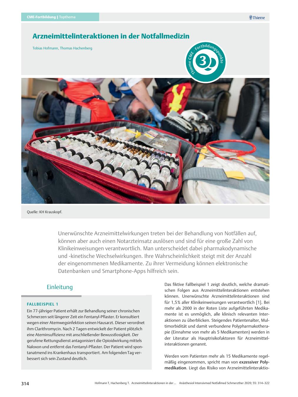 Vorschauseite 1: Arzneimittelinteraktionen in der Notfallmedizin