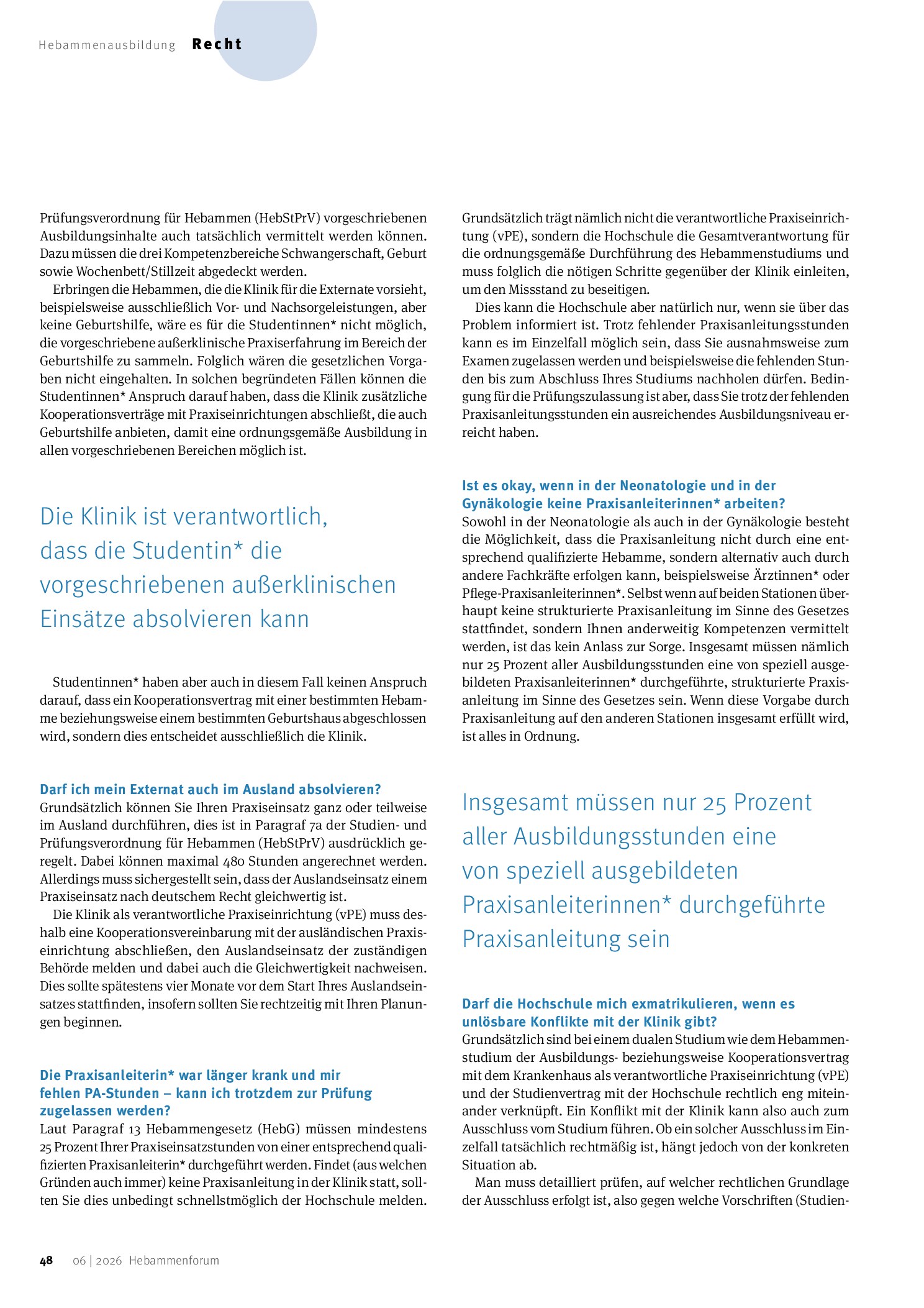 Vorschauseite 3: FAQ zum Hebammenstudium
