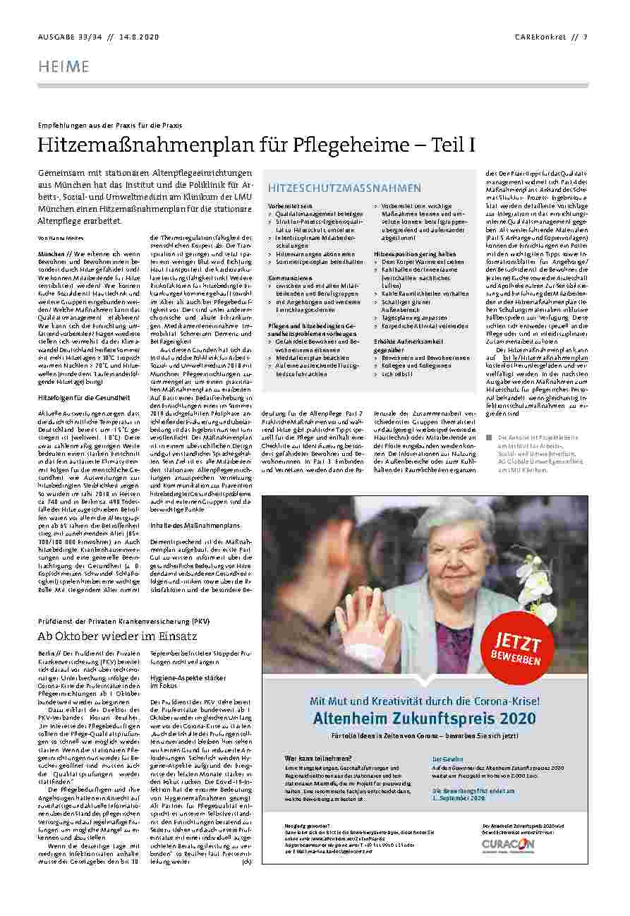 Vorschauseite 2: Covid-19-Tests in Pflegeheimen: Wo ist unsere Lobby?