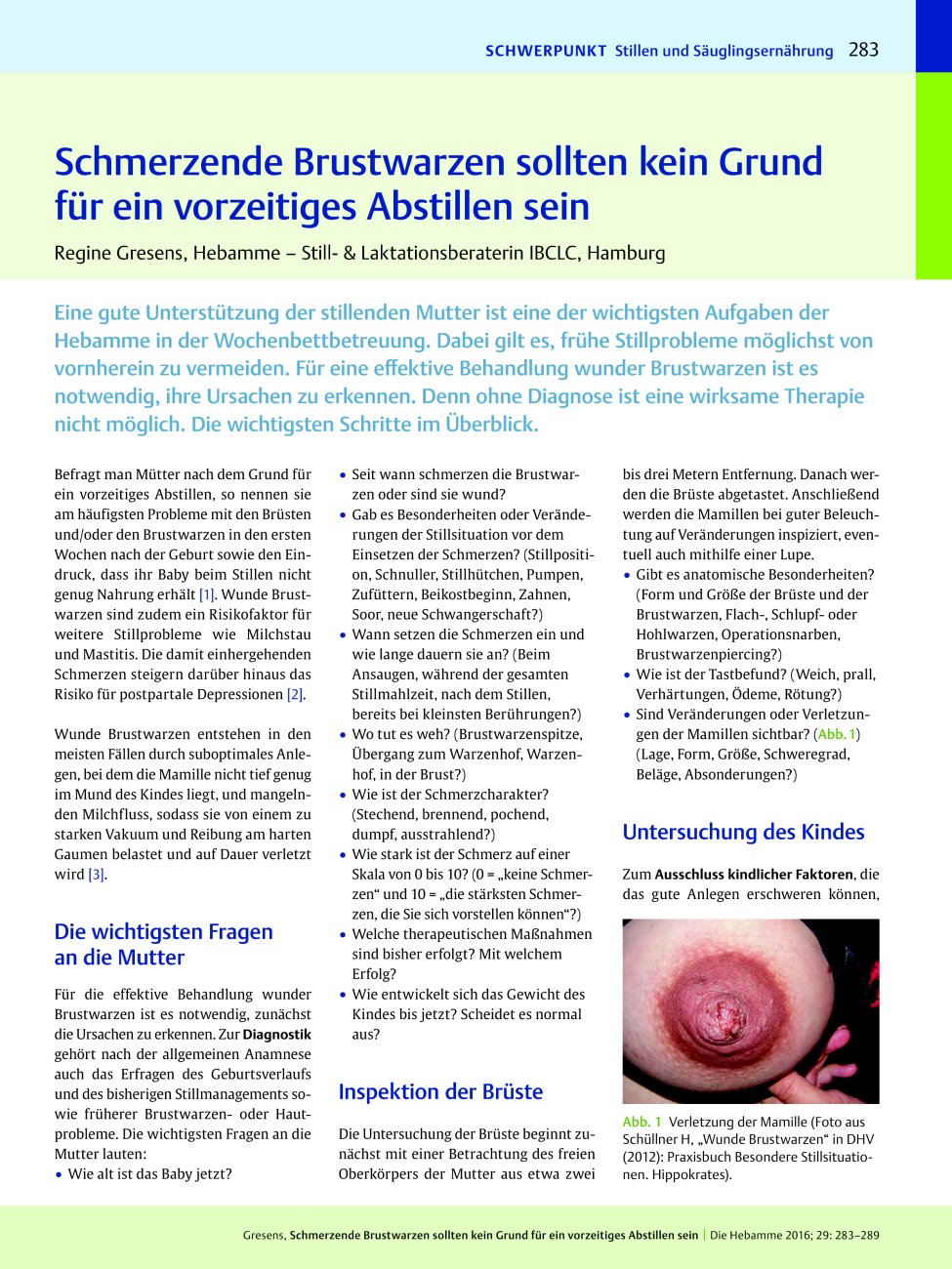 Vorschauseite 1: Schmerzende Brustwarzen sollten kein Grund für ein vorzeitiges Abstillen sein