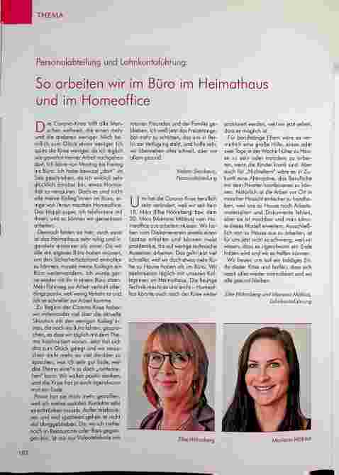 Vorschauseite 1: Personalabteilung und Lohnkontoführung: So arbeiten wir im Büro, im Heimathaus und im Homeoffice.