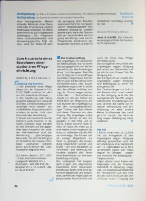 Vorschauseite 1: Zum Hausrecht eines Bewohners einer stationären Pflegeeinrichtung