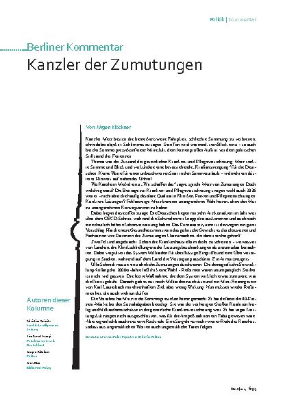 Vorschauseite 1: Kanzler der Zumutungen