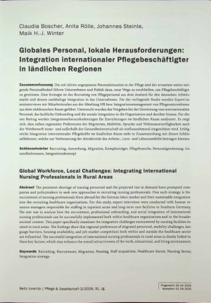 Vorschauseite 1: Globales Personal, lokale Herausforderungen: Integration internationaler Pflegebeschäftigter in ländlichen Regionen