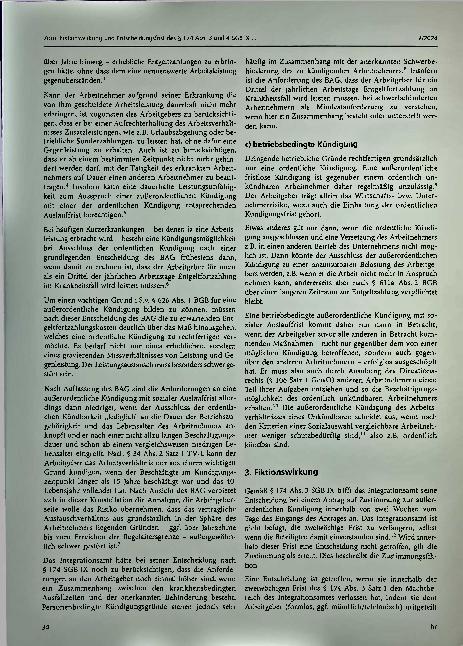 Vorschauseite 2: Fiktionswirkung und Entscheidungsfrist des § 174 Abs. 3 und 4 SGB IX bei einer außerordentlichen Kündigung mit sozialer Auslauffrist